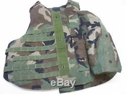 Woodland Camo Bulletproof Vest Body Armor Plate Carrier Medium Level Iii-a