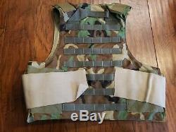 Woodland Camo KDH Plate Carrier Vest With III Plates Body Armor SOF CAG SEAL NSW