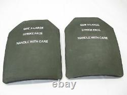X-LARGE BODY ARMOR INSERTS LEVEL 3 CERAMIC STRIKE FACE PLATES 11x14 FRONT & BACK