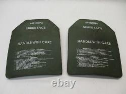(2) Plaques De Face Céramique De L'armeur De Correction 7,62mm Apm2 Moyenne Curvée 12,5 X 9,5