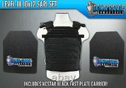 Ar500 Level 3 III Body Armor Plates- 10x12 Sapi Set & Ncstar Black Carrier
