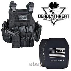 Assaut urbain Veste tactique Black Storm Gilet porte-plaque avec armure céramique de niveau III+