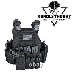 Assaut urbain Veste tactique Black Storm Gilet porte-plaque avec armure céramique de niveau III+