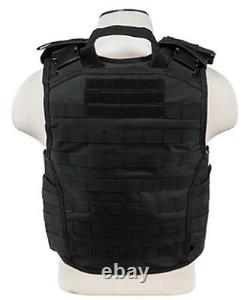 Body Armor Ar500 Plaques En Acier Base Revêtement Bullet Proof Vest Blk M-xxl 10x12s