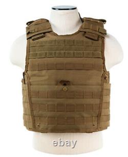 Body Armor Ar500 Plaques En Acier Base Revêtement Bullet Proof Vest Tan M-xxl 10x12s