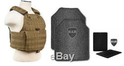 Body Armour Gilet Pare-balles Anti-balles Ar500 Manteau Base Frag 10x12 6x6 Tan
