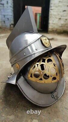 Casque de chevalier médiéval Halloween III en laiton pour reconstitution de gladiateur.