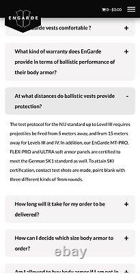 Engarde Body Armor Niveau III Léger Bénéficiable Avec Kevlar