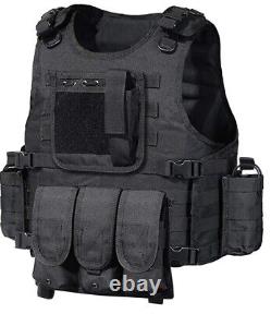 Gilet tactique Force Recon Black Storm avec porte-plaques et plaques balistiques de niveau III L3