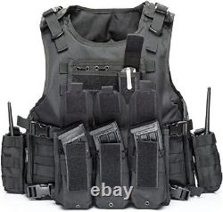 Gilet tactique Force Recon Black Storm avec porte-plaques et plaques balistiques de niveau III L3