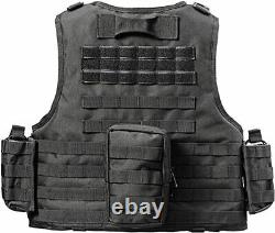 Gilet tactique Force Recon Black Storm avec porte-plaques et plaques balistiques de niveau III L3