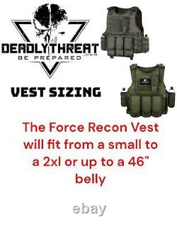 Gilet tactique Force Recon Black Storm avec porte-plaques et plaques balistiques de niveau III L3