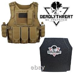 Gilet tactique Force Recon Desert Fox Tan avec porte-plaques et armure de niveau III L3