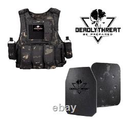 Gilet tactique Force Recon Ghost Camo avec porte-plaque et plaques de protection de niveau III+