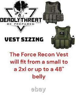 Gilet tactique Force Recon Phantom Sage avec porte-plaques et plaques balistiques de niveau III+