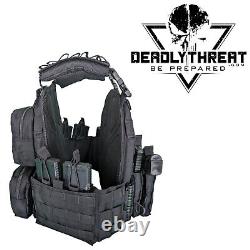 Gilet tactique Urban Assault Black Storm avec porte-plaques et plaques d'armure de niveau III