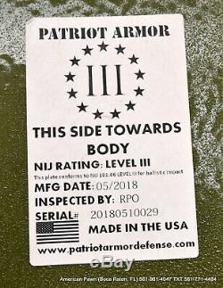 Patriot Armure Niveau III Corps Plaques Armure (2) Dans Le Ddt Fantôme Porte-nylon