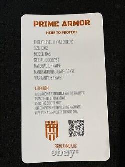 Plaque de blindage corporel Prime Armor 1145 Niveau de menace III