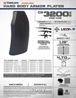 Plaque de fusil Tencate CR3200 Niveau III+ 10x12 Coupe de tireur certifiée NIJ 0101.06