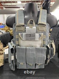 Porte-plaques Tactical Vest Gris/bleu - 2 Plaques Incurvées 10x12