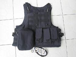 Porte-veste De Combat Tactique Noir + 2pcs III Plaques En Céramique