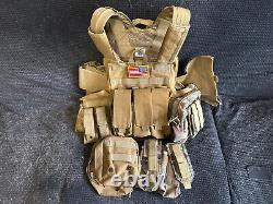 Tactical Vest Coyote Fde Porte-plaque De Bronzage Avec 2 Plaques Et Côtés Courbés 10x12