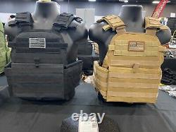 Tactical Vest Coyote Porte-plaquettes De Bronzage Avec 2 8x10 Plates Courbées En Stock