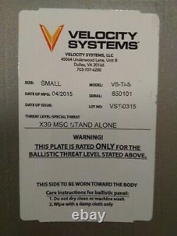 Velocity Systems Titanium Ulv Plaques Balistiques Et Porte-avions Petits